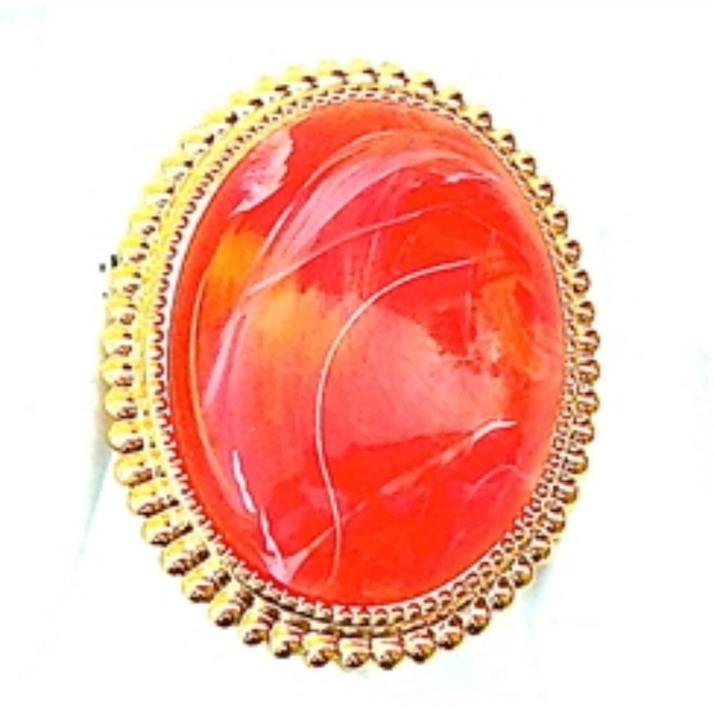 GASOLINE GLAMOUR ORANGE YELLOW SWIRL RING